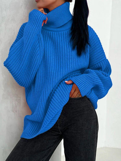 Thickened Loose High Necked Wool Large Casual Pure Color Sweater