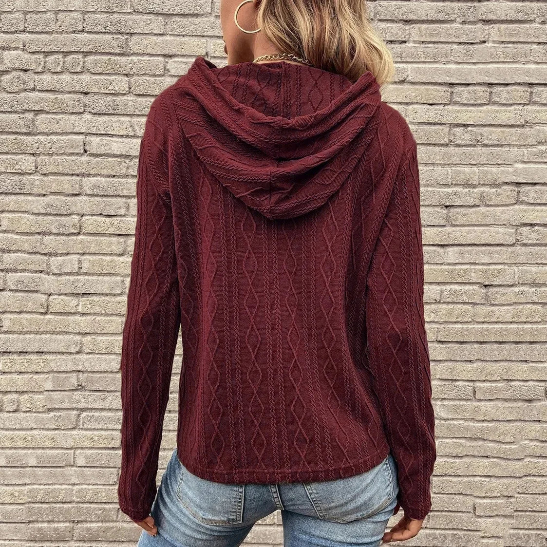 Solid Color Casual Long Sleeved Hoodie T-Shirt Women’s Wear