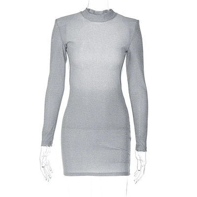 Sexy Backless Round Neck Long Sleeve Hip Dress