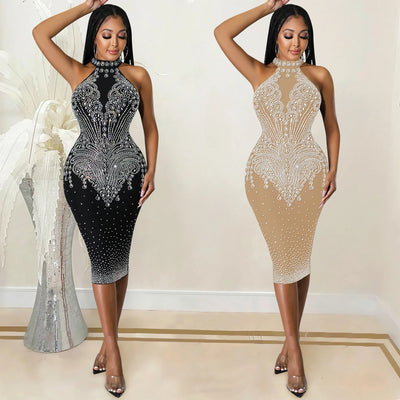 Tight Fitting Diamond Inlaid Dress