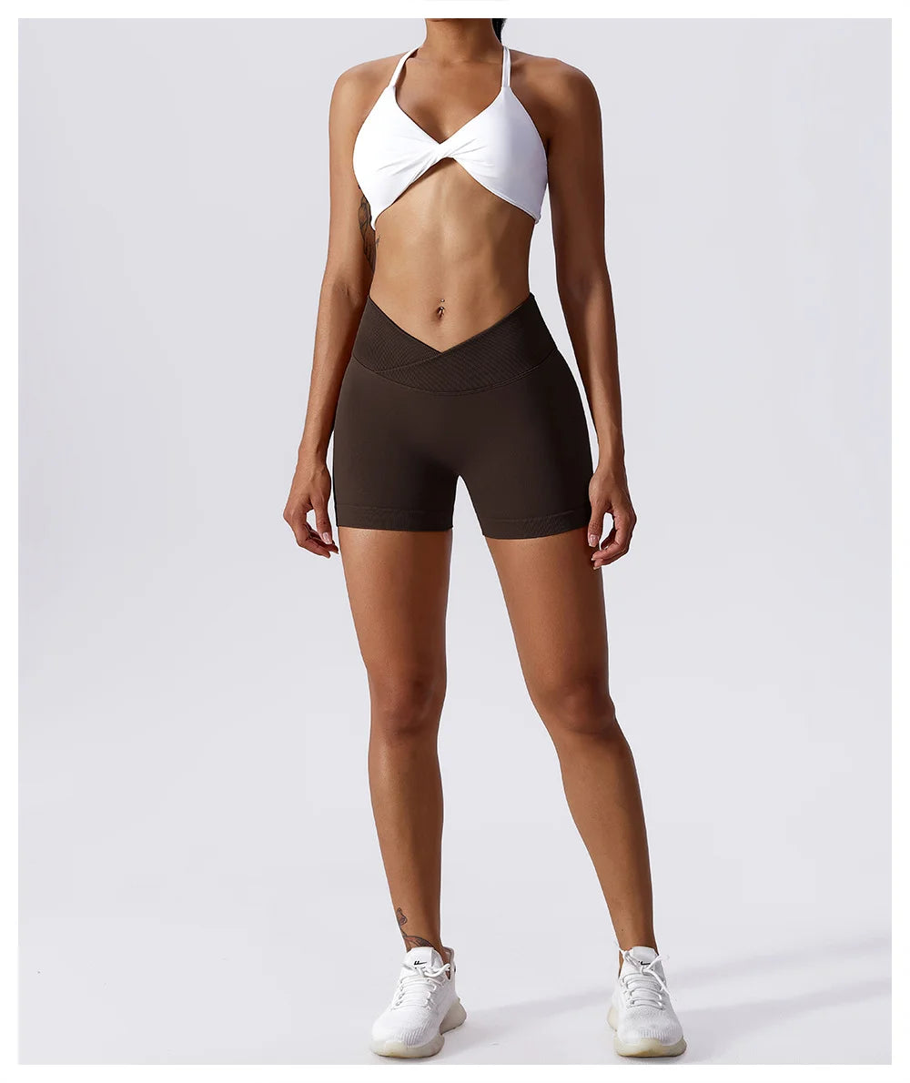 High Waist Running Gym Shorts Tight Fit Seamless Gym Shorts