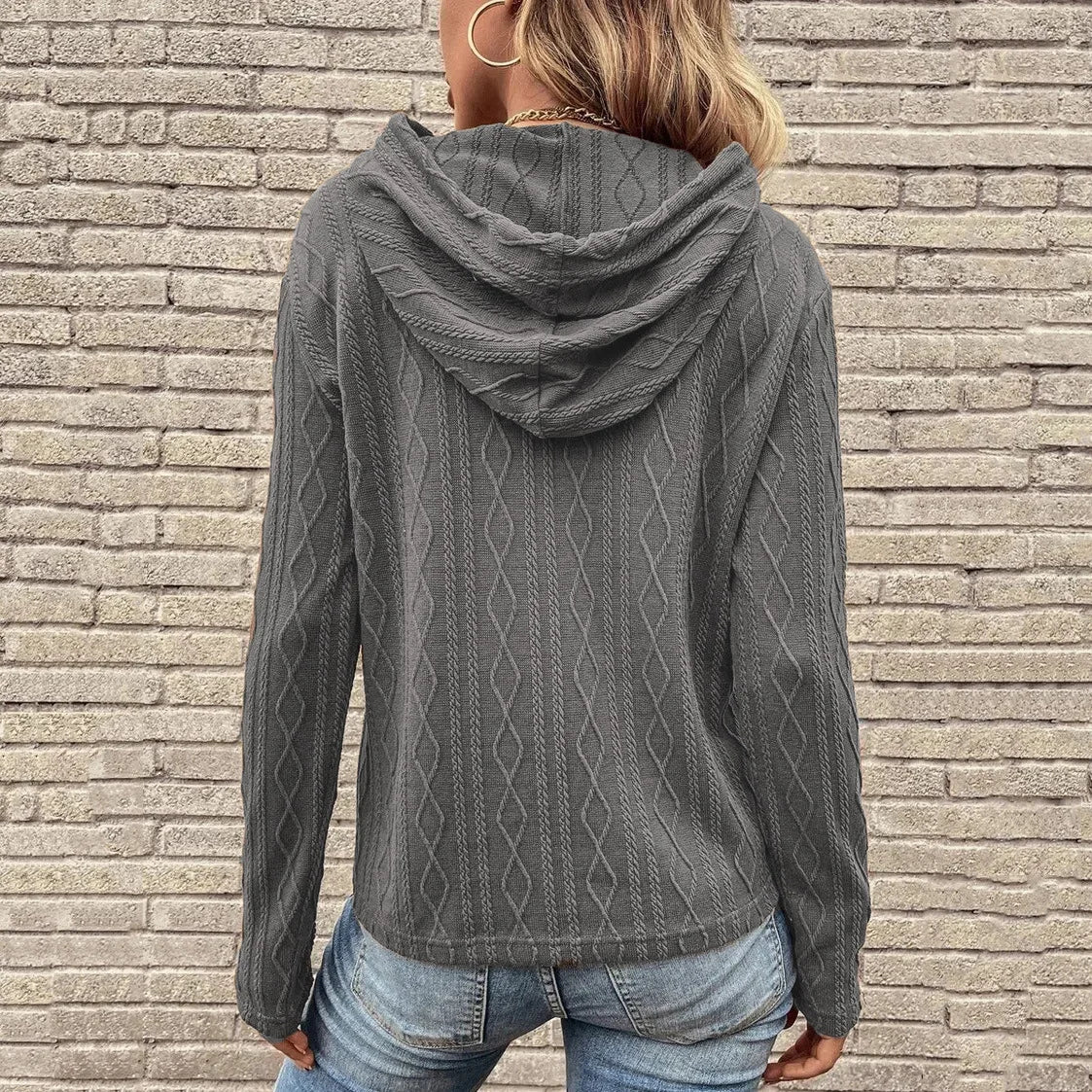 Solid Color Casual Long Sleeved Hoodie T-Shirt Women’s Wear