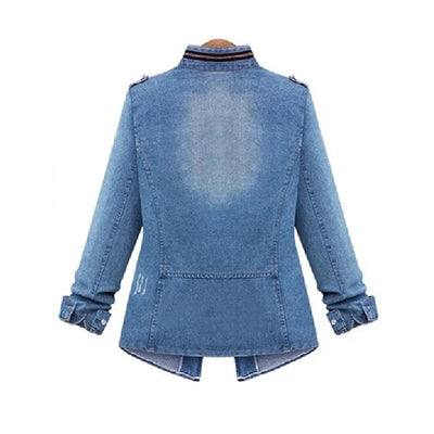 Ladies’ Denim Stand Up Slim Figure Jacket