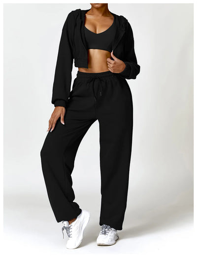 Casual Loose Long Sleeve Zipper Hooded Sweatshirt
