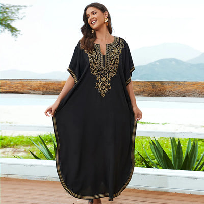 Loose Embroidered Beach Dress