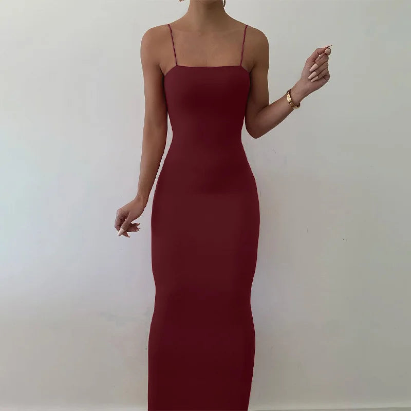 Elegant Camisole Long Dress Fashionable Slim Fitting Dress For Women