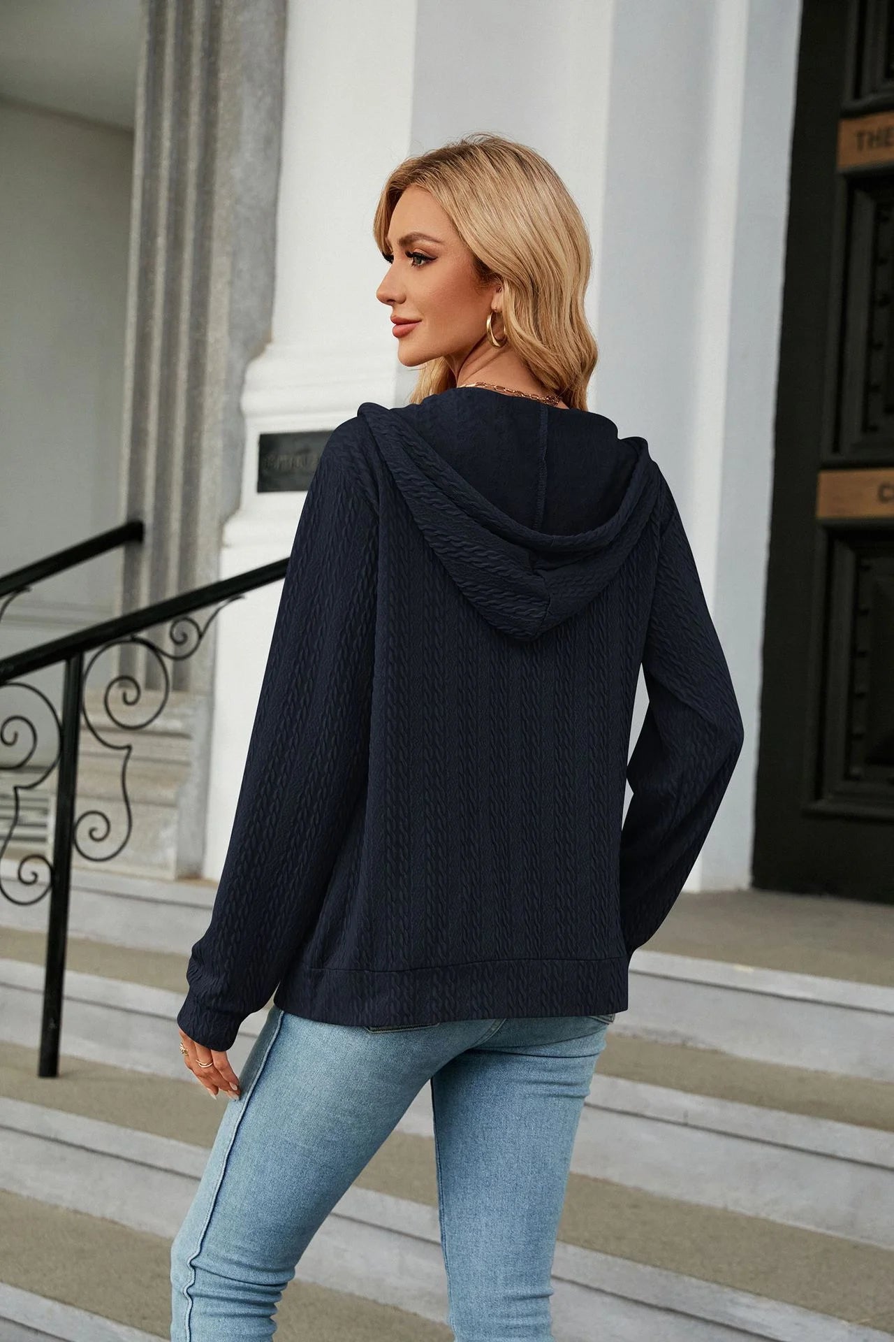 Hooded Zipper Cardigan