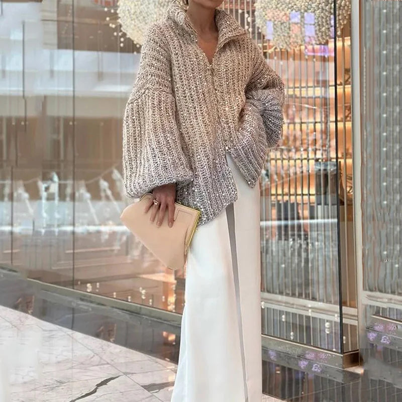 New Sequin V-Neck Sweater