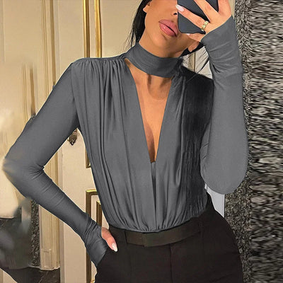 V-Neck Long Sleeve Jumpsuit