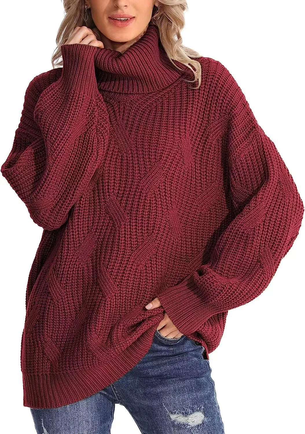 Loose Knitted Turtleneck Sweater