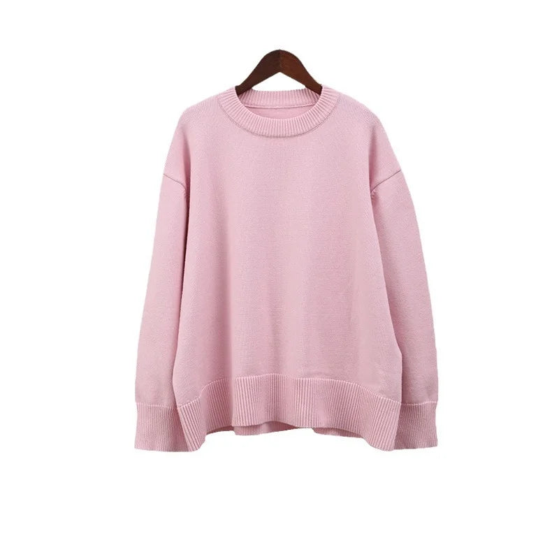 New Pink Sweet Crewneck Pullover Sweater for Winter