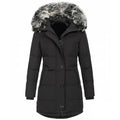 Women’s Hooded Warm Slim Cotton Jacket Mid Length Solid Color Coat