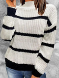 Contrast Striped Sweater Knitted Pullover