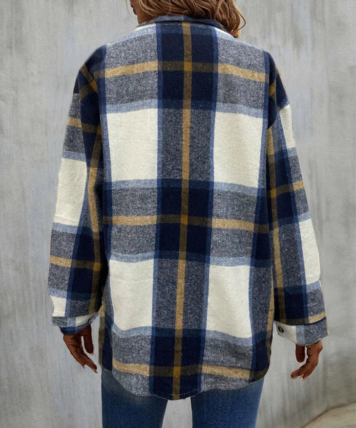 Brushed Plaid Jacket Cardigan