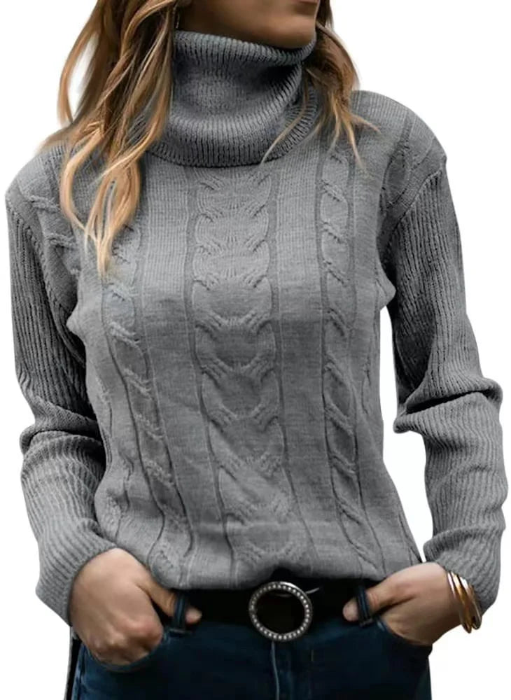Pure Color Long Sleeve Turtleneck Sweater