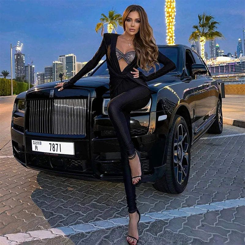 Hollow Long Sleeve Jumpsuit