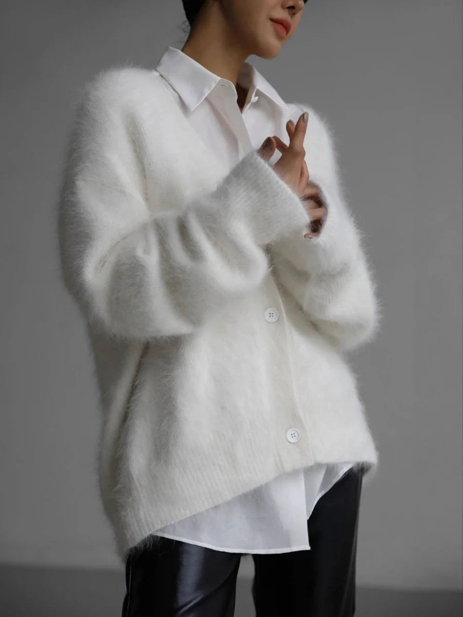 Slouchy Long Sleeved V Neck Cardigan