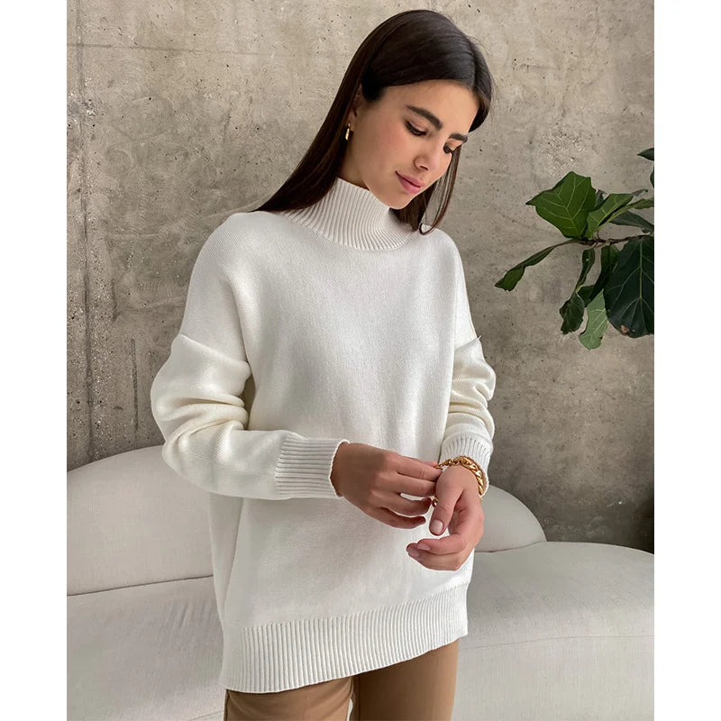 Trend With Loose Warm Semi Turtleneck Sweater