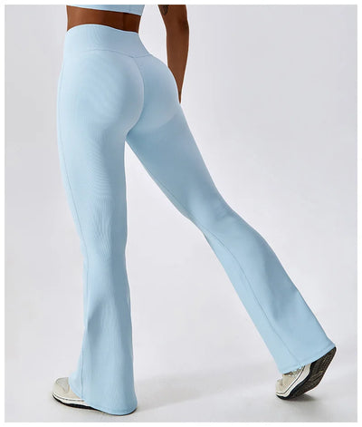 High Waist Cross Wide Leg Sports Flare Pants