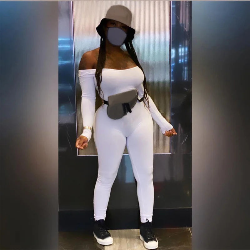 Round Neck Long Sleeve Tight Jumpsuit
