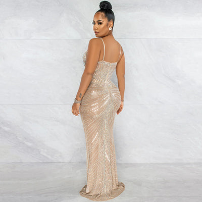 Chest Wrap Gauze Perspective Dress