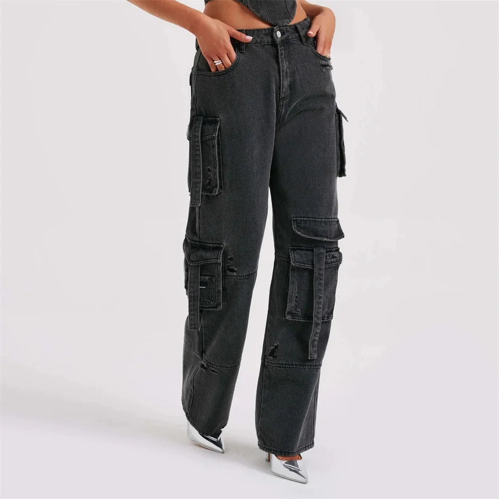 Loose Long Straight Cargo Pants