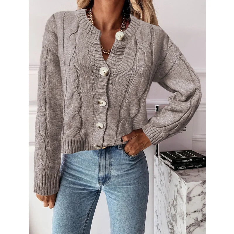 Knitted Cardigan Sweater Jacket Button