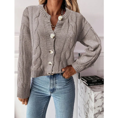 Knitted Cardigan Sweater Jacket Button