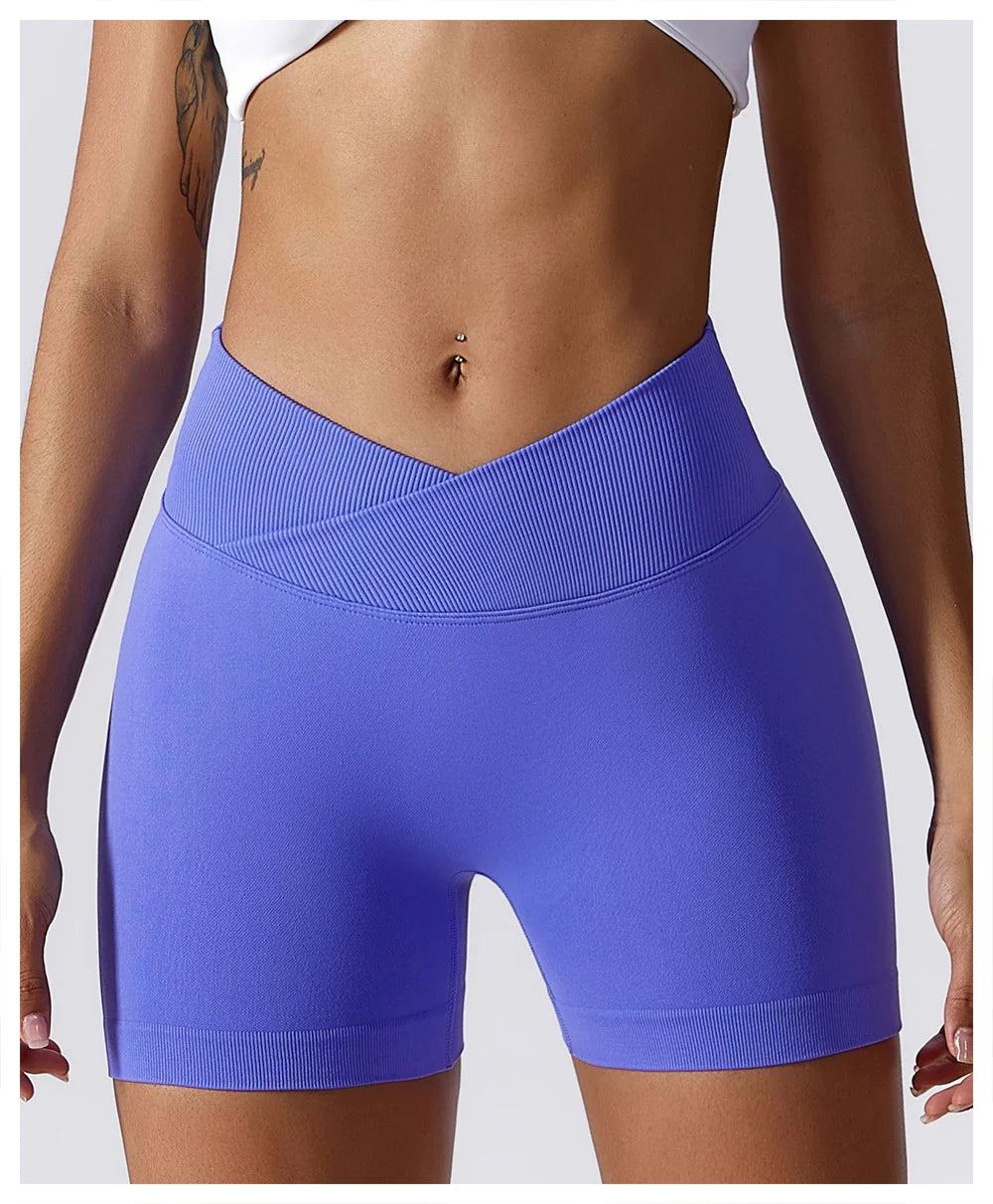 High Waist Running Gym Shorts Tight Fit Seamless Gym Shorts