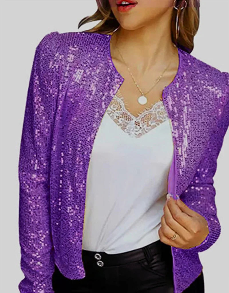Solid Color Sequin Jacket