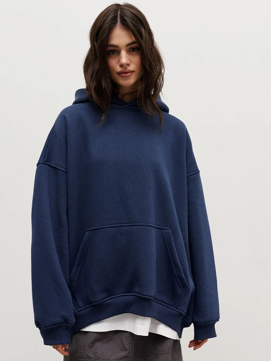 Wind Fleece Loose Pocket Hoodie