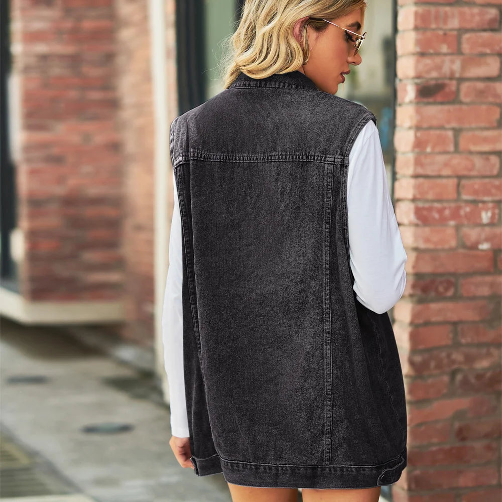Denim Vest Jacket Loose Casual Women