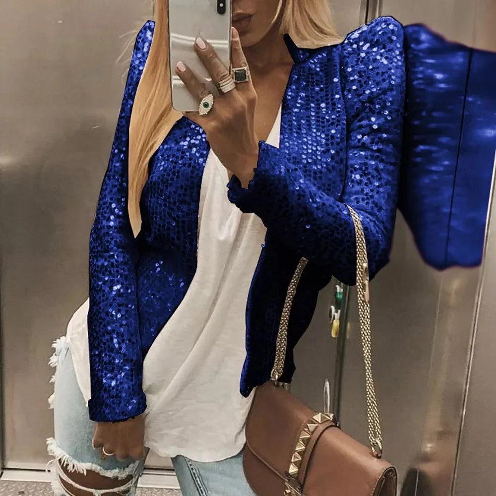 Solid Color Sequin Jacket