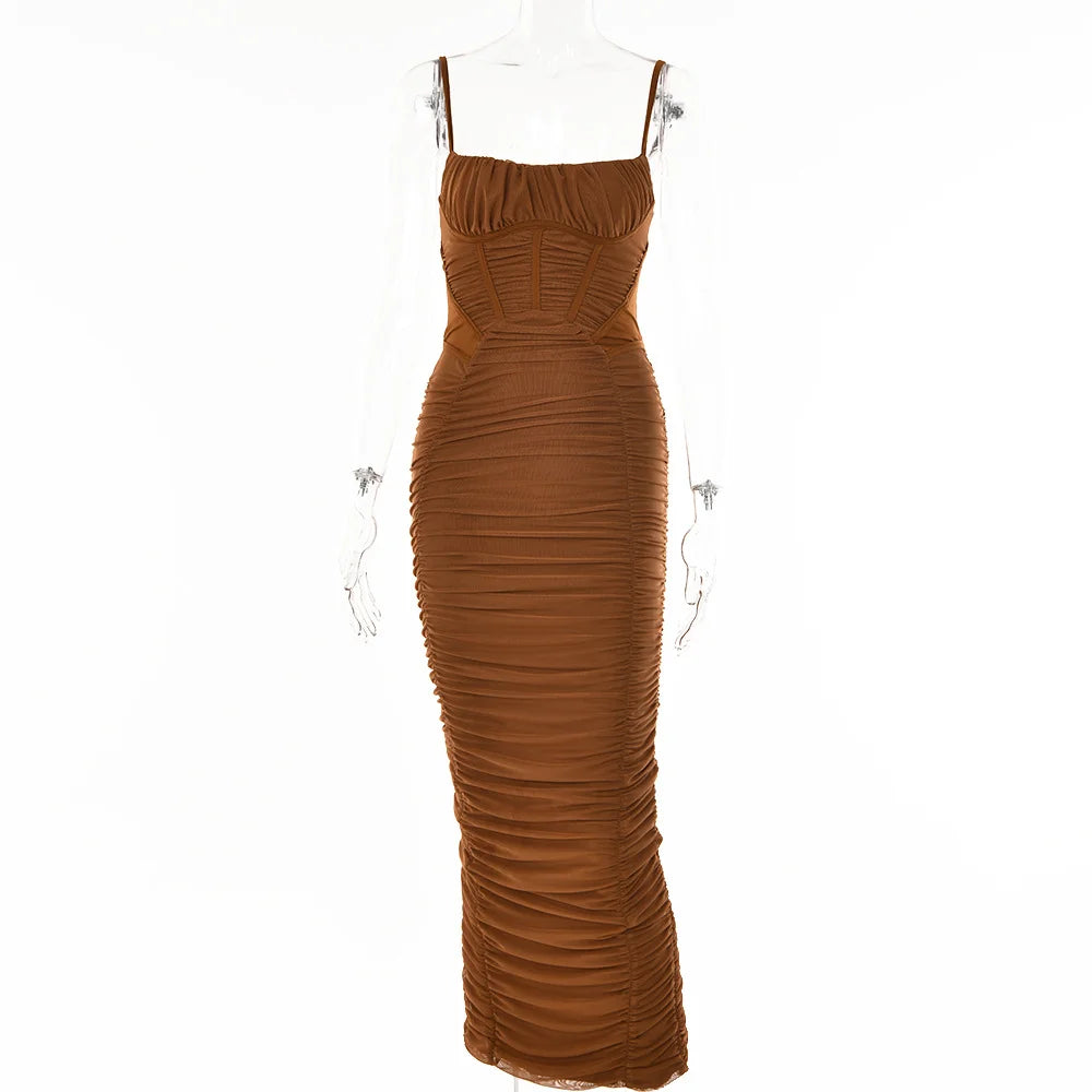 Backless Tight Waist Wrinkled Skirt