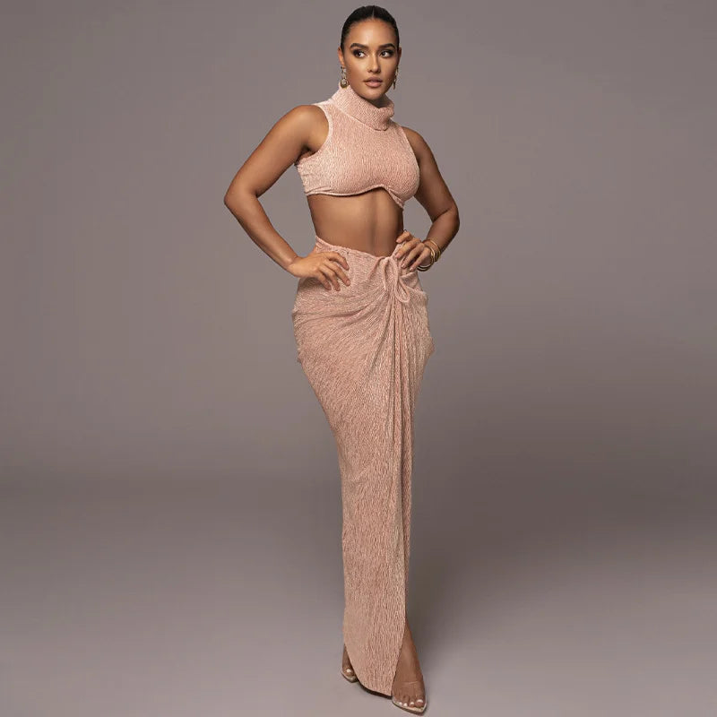 Set With Sleeveless Top And Long Skirt With Leg Opening