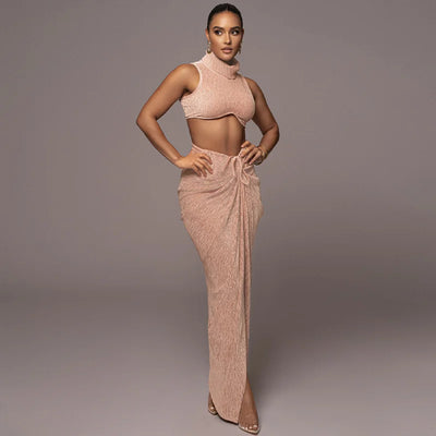 Set With Sleeveless Top And Long Skirt With Leg Opening