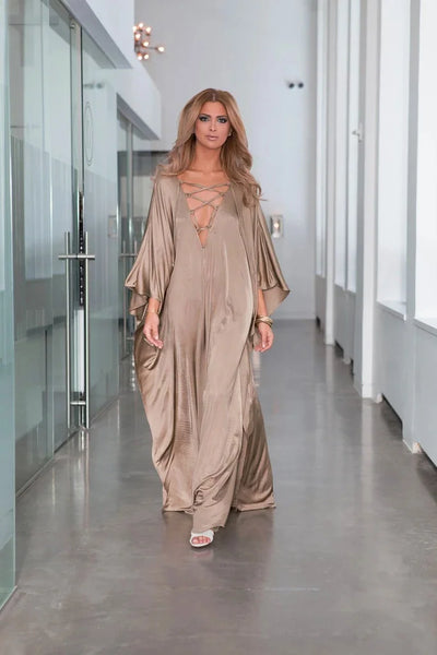 Gold Satin Oversized Prom Dress