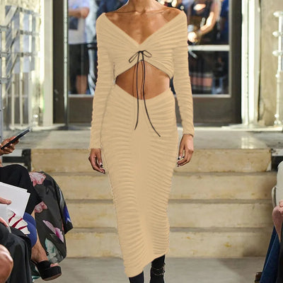 Top With Bow And Long Skirt Set