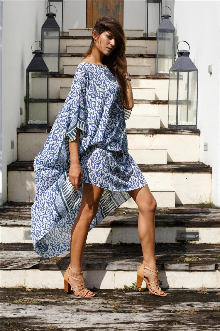 Beach Covered Pareo With Floral Cotton Prints
