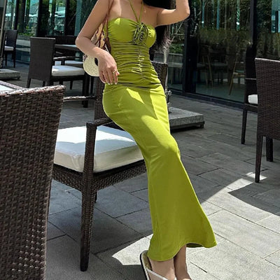 Suspender backless Long Dresses