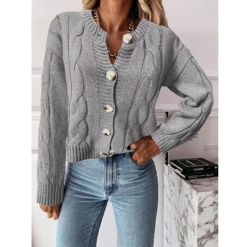 Knitted Cardigan Sweater Jacket Button