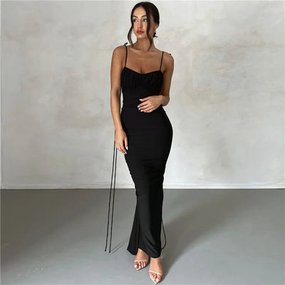 Women’s Fashion Suspender Sexy Backless Slim Hip Wrap Temperament Dress
