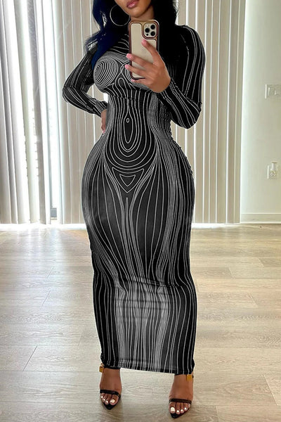 New Tie Dye Long Sleeve Slim Fit Babes Dress Women