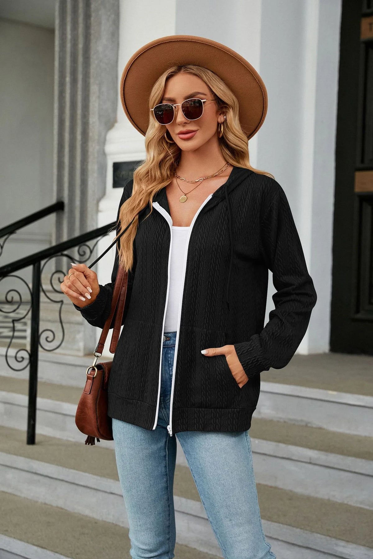 Hoodie Zipper Cardigan Pocket Hoodie Woman