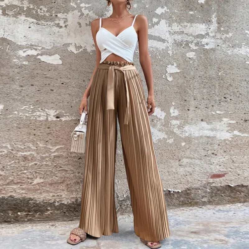 100 Pleated Drape Wide Leg Pants