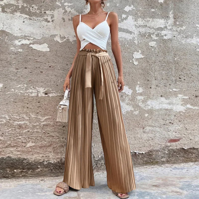 100 Pleated Drape Wide Leg Pants