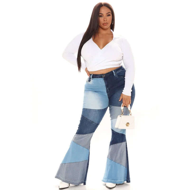 Women’s Jeans With Colorful Patch Wide Leg