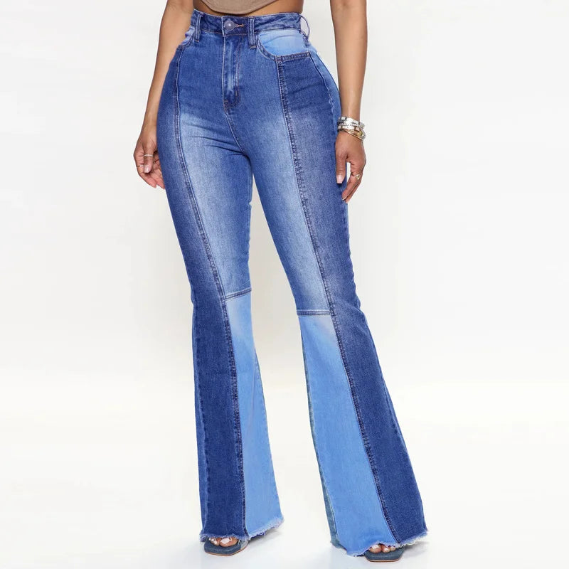 High Waist Washed Flare Jean