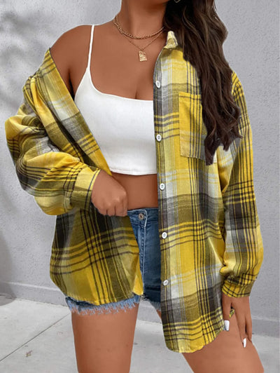 Checkered Button Shirt Top Jacket