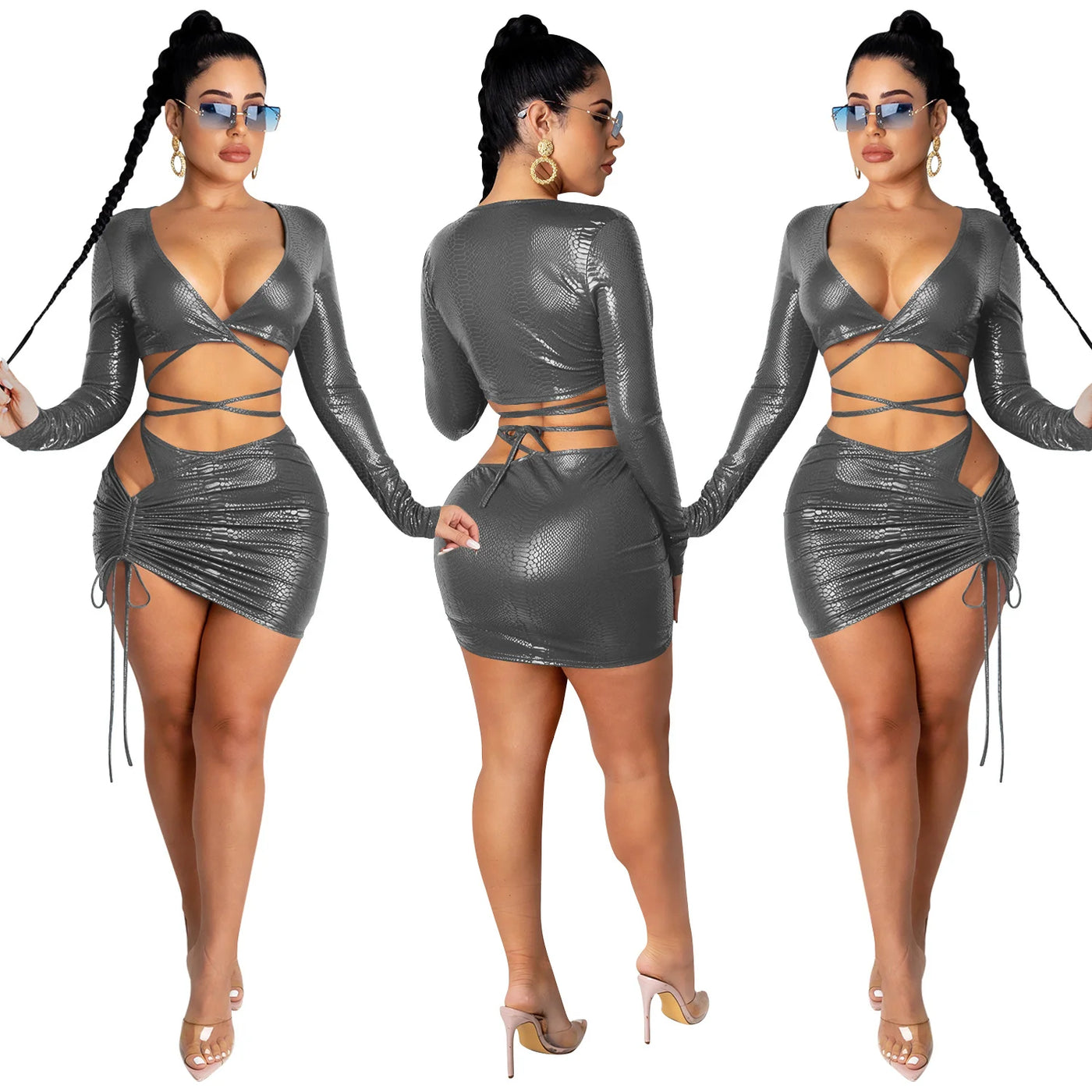 Nightclub Cross Strap Wrap Hip Skirt